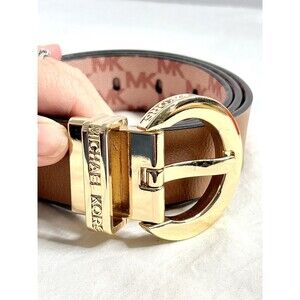 MICHAEL KORS Reversible Logo and Leather Belt Medium 1 1/4 in Wide NWT